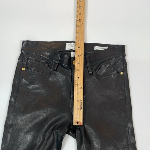 Frame 100% Leather Le Skinny de Jeanne Jeans Size 27 Black Luxury Jeans - Picture 7 of 14